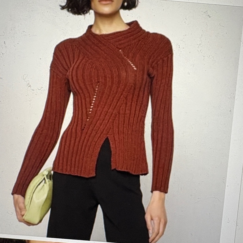 Cult Gaia Noa Ribbed Knit Cotton Sweater M
